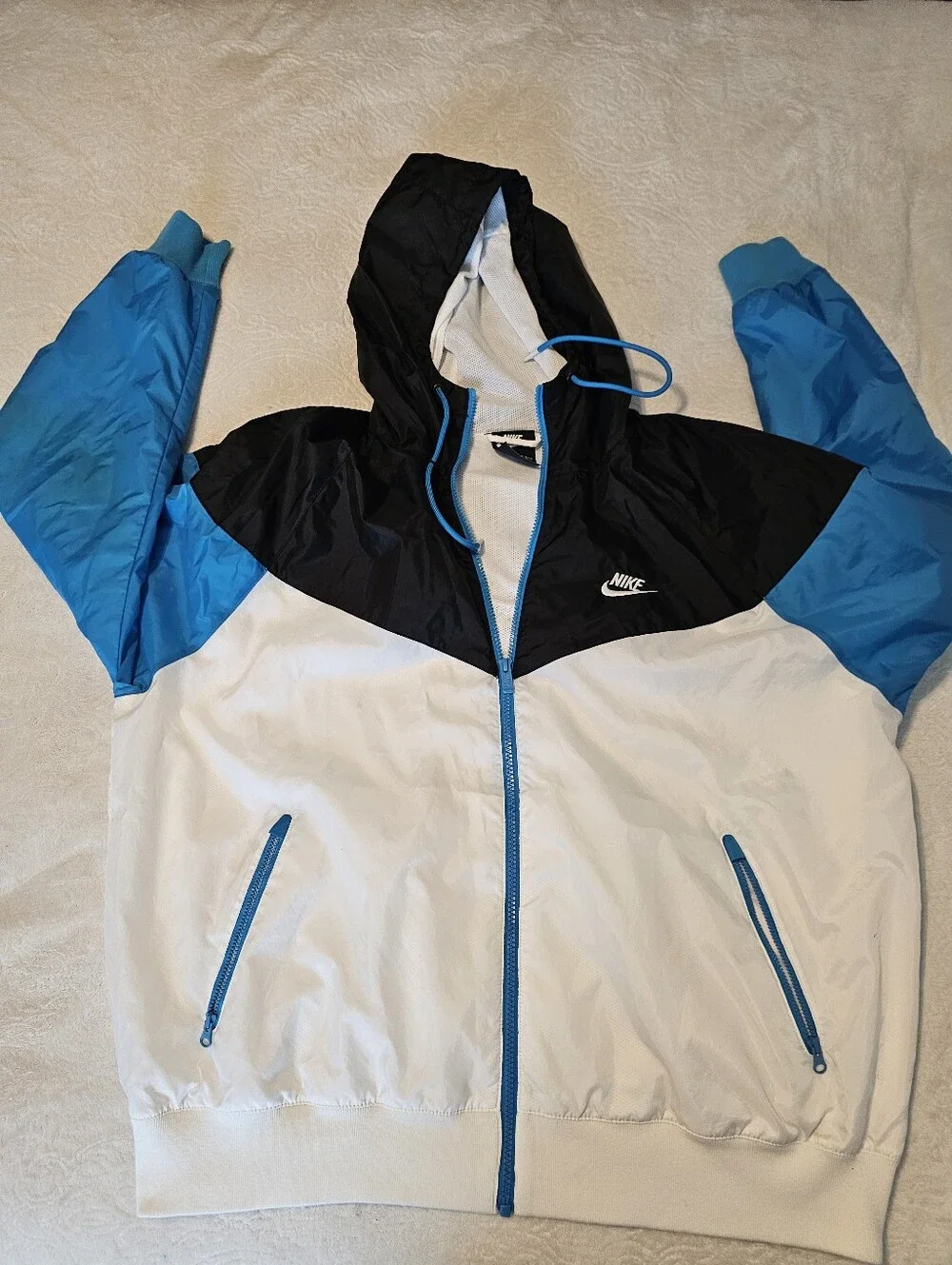 Nike Sportswear Windrunner Hooded Jacket Men's XXL Loose Fit Blk Blue Wht Mesh